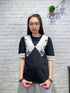 2003031 JD embroidered lace top - BLACK